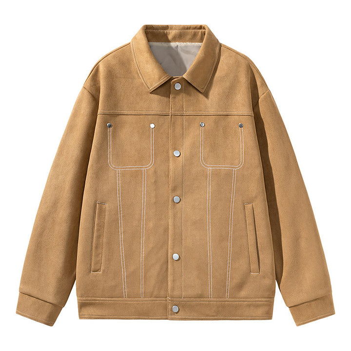 Herren Modische Wildlederjacke mit praktischen Taschen Echo Archiv