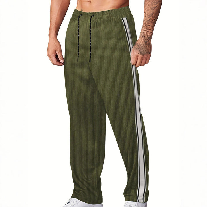 Herren Sportliche Freizeithose mit eleganten Längsstreifen und verstellbarem Bund Echoarchiv
