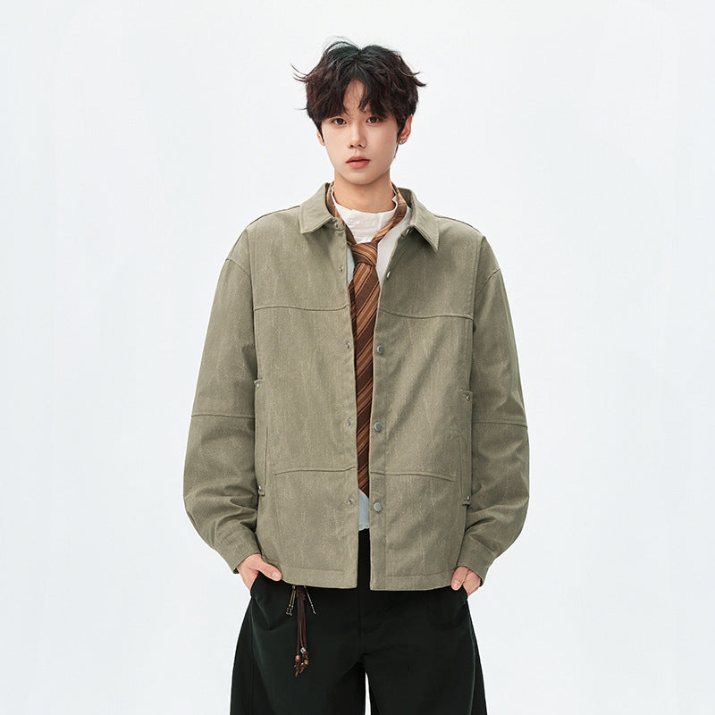 Herren gesteppte, gefütterte Canvas-Utility-Jacke mit Druckknöpfen Echo Archiv