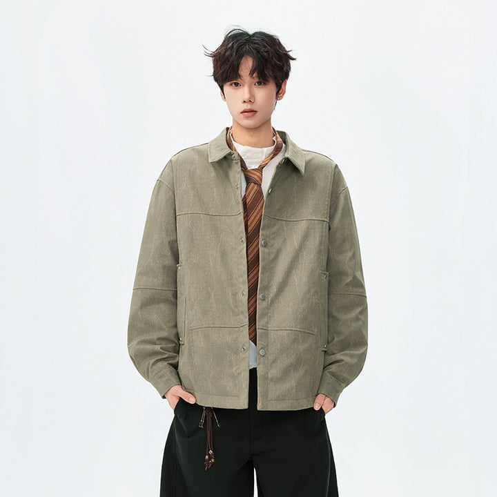 Herren gesteppte, gefütterte Canvas-Utility-Jacke mit Druckknöpfen Echo Archiv
