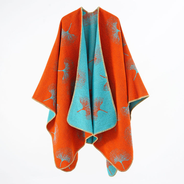 Damen Oversize‑Wickelcape aus jacquardgestricktem Wollmix mit Pusteblumenmuster Echo Archiv