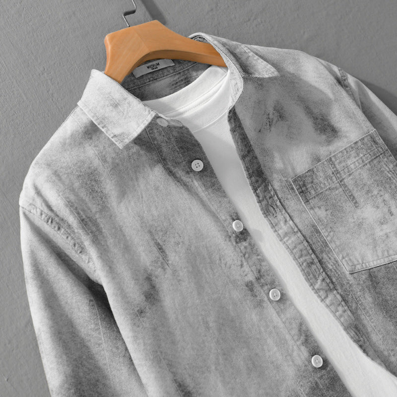 Herren Stonewashed-Denim-Überhemd im Vintage-Waschlook mit Brusttasche und Relaxed-Fit Echoarchiv