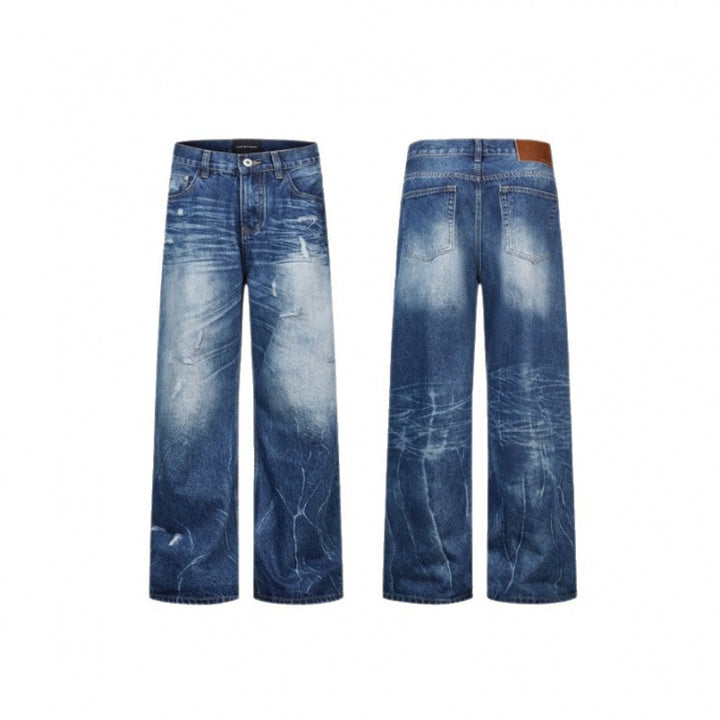 Damen Weitgeschnittene Highwaist-Jeans mit Used-Effekt, Distressed-Details und Fünf-Taschen-Schnitt Echo Archiv