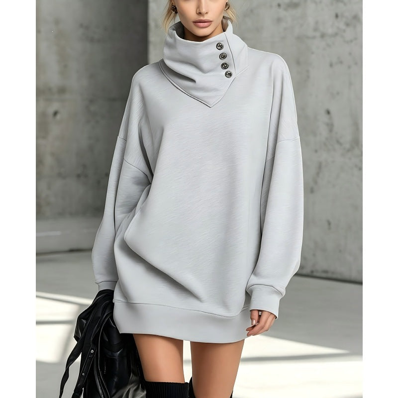 Damen Oversize Sweatshirtkleid mit hohem Knopfkragen Echo Archiv