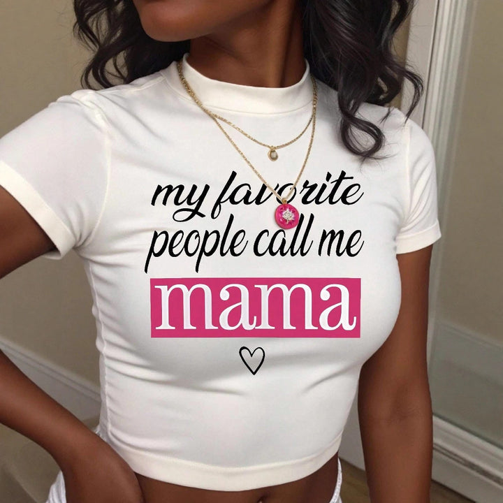 Damen Crop-Top mit auffälligem Statement-Druck Echo Archiv
