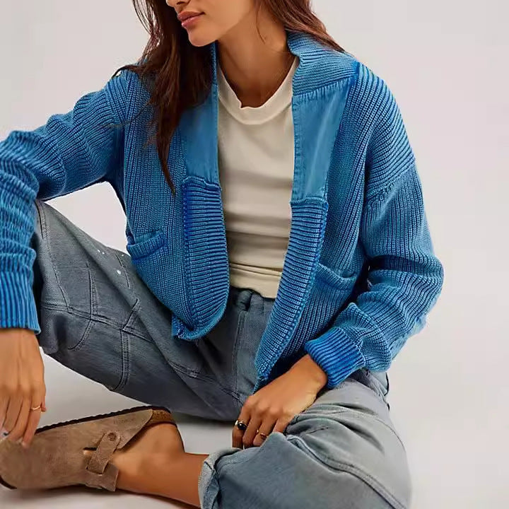 Damen Modische Strickjacke mit großen Taschen – Célinea