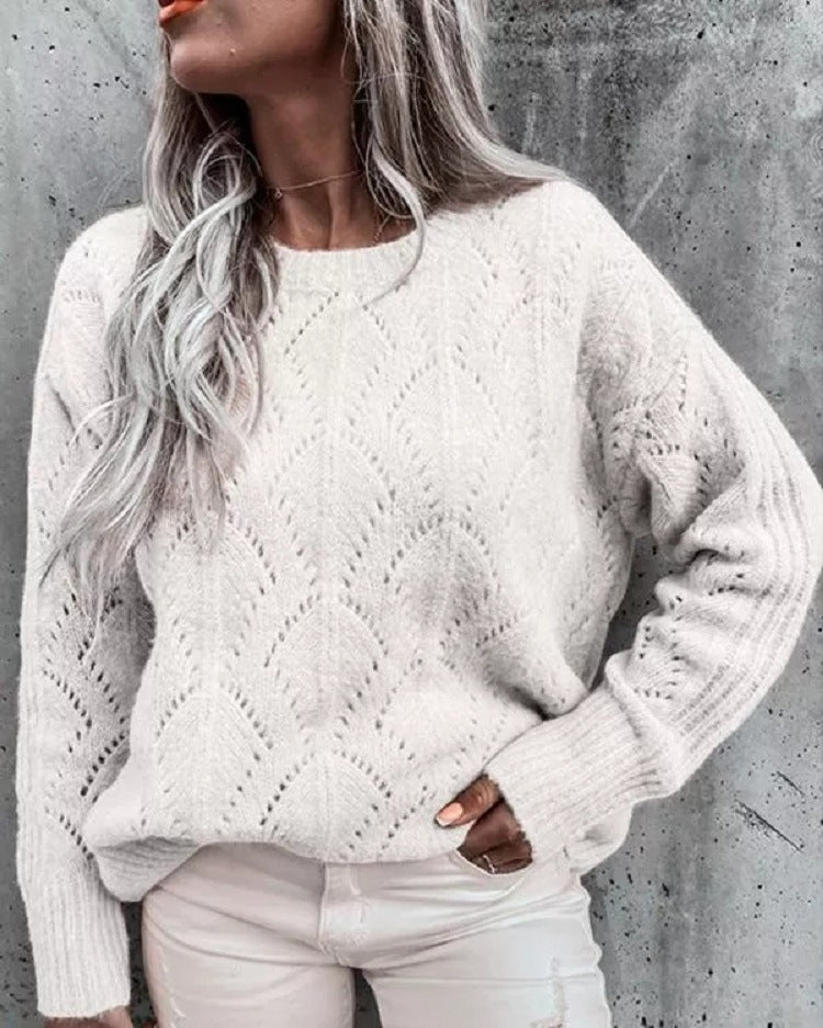Damen Oversize Ajourstrick-Pullover mit Rundhalsausschnitt Echo Archiv