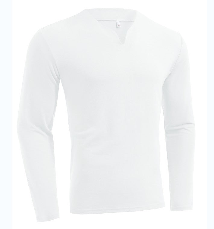 Herren nan Langarmshirt mit V-Ausschnitt Slim Fit Baumwollmix und elastischem Komfortbund Echo Archiv