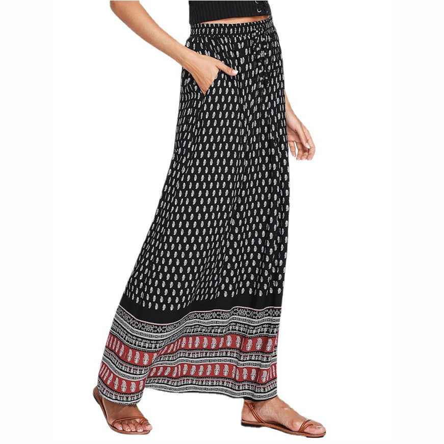 Damen nan Maxirock mit Elastikbund und Eingrifftaschen im Boho-Muster Echo Archiv