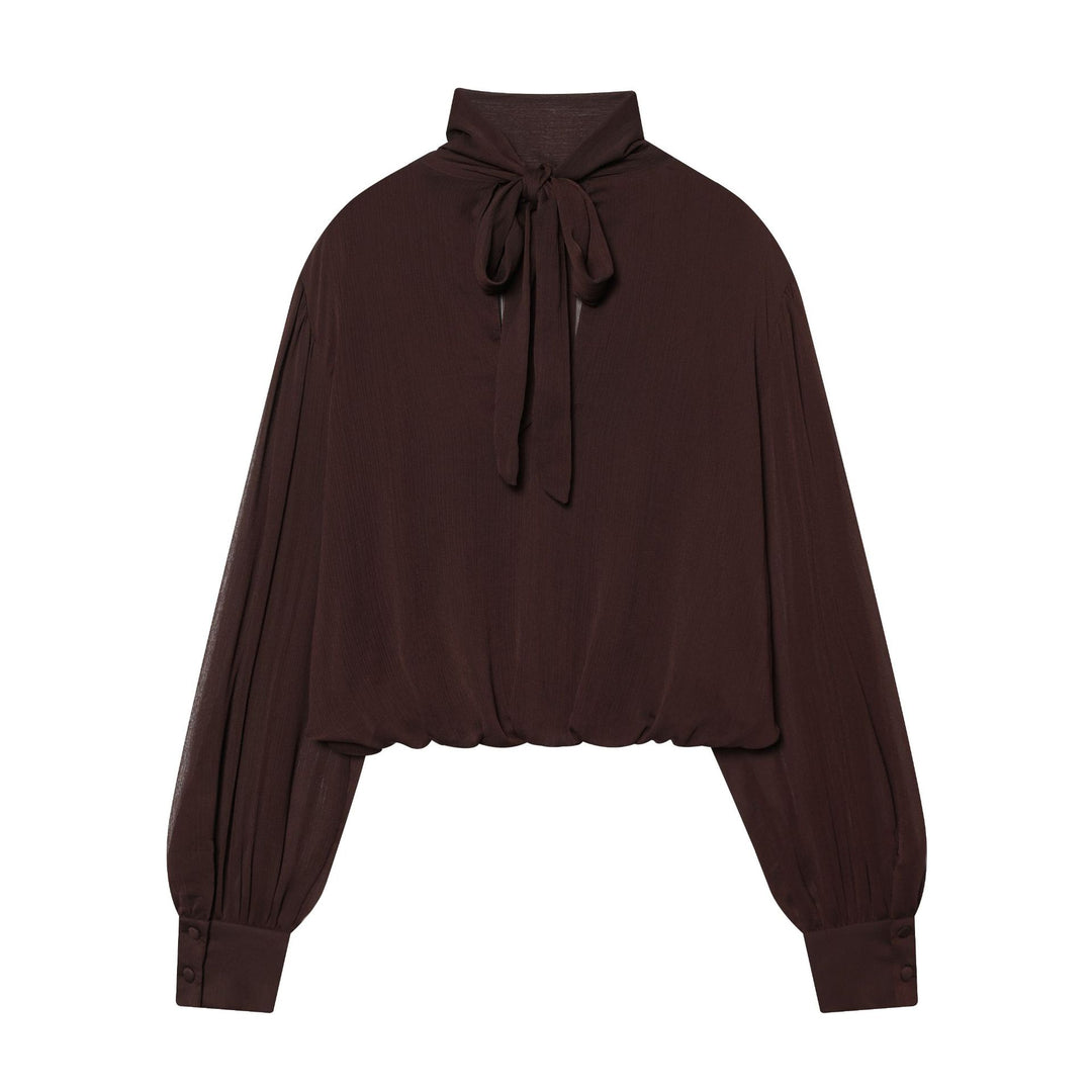 Damen nan drapiertes Cropped-Top mit Rollkragen und Ballonärmeln Echo Archiv
