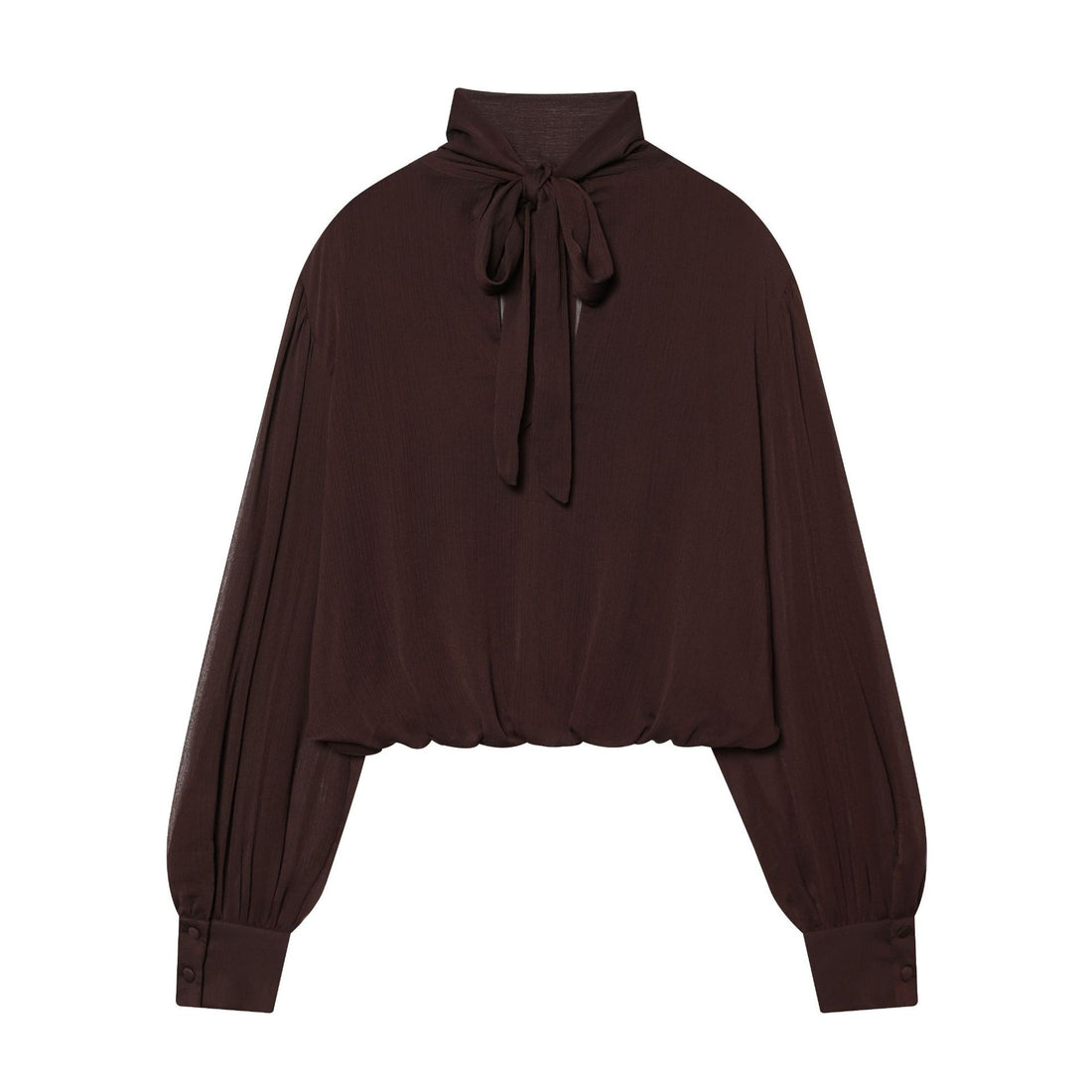 Damen drapiertes Cropped-Top mit Rollkragen und Ballonärmeln – Orélia