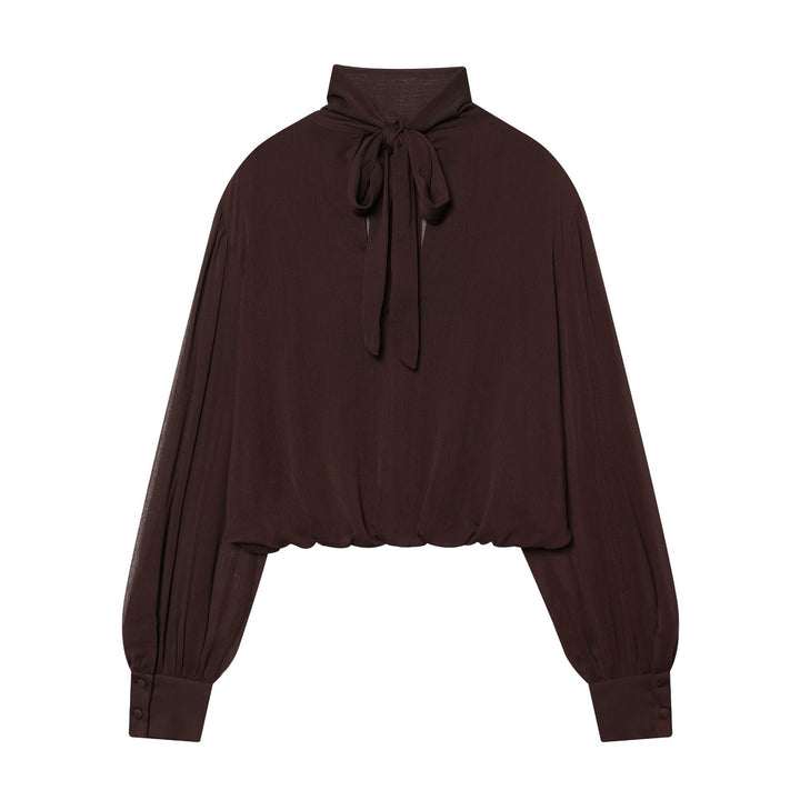 Damen nan drapiertes Cropped-Top mit Rollkragen und Ballonärmeln Echo Archiv