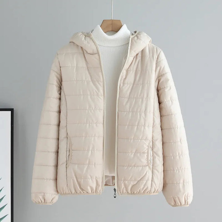Damen gesteppte Übergangsjacke mit praktischen Taschen und Kapuze Echoarchiv