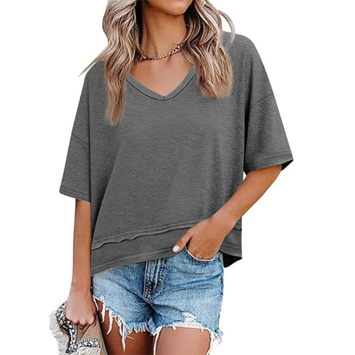 Damen lässiges V-Ausschnitt Oversized T-Shirt Echoarchiv