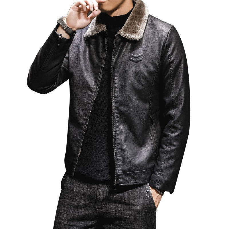 Herren Lederoptik-Pilotenblouson mit Teddykragen und Reißverschluss – Valtoré