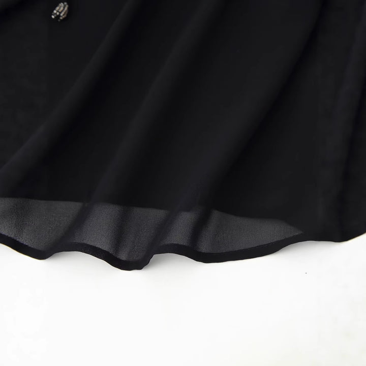 Damen Chiffonbluse mit Paillettenbesatz, Ballonärmeln und Bindekragen Echo Archiv