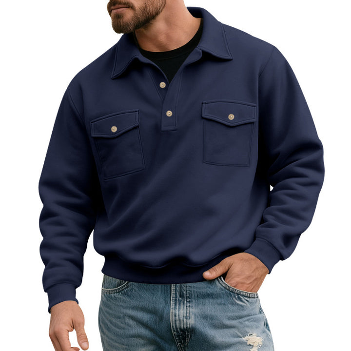 Herren komfortabler Pullover mit praktischen Brusttaschen Echoarchiv
