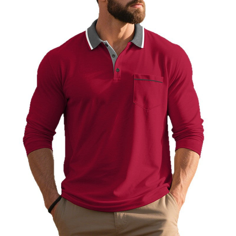 Herren Langarm Polo-Shirt aus atmungsaktivem Stoff mit modernem Kragen Echoarchiv