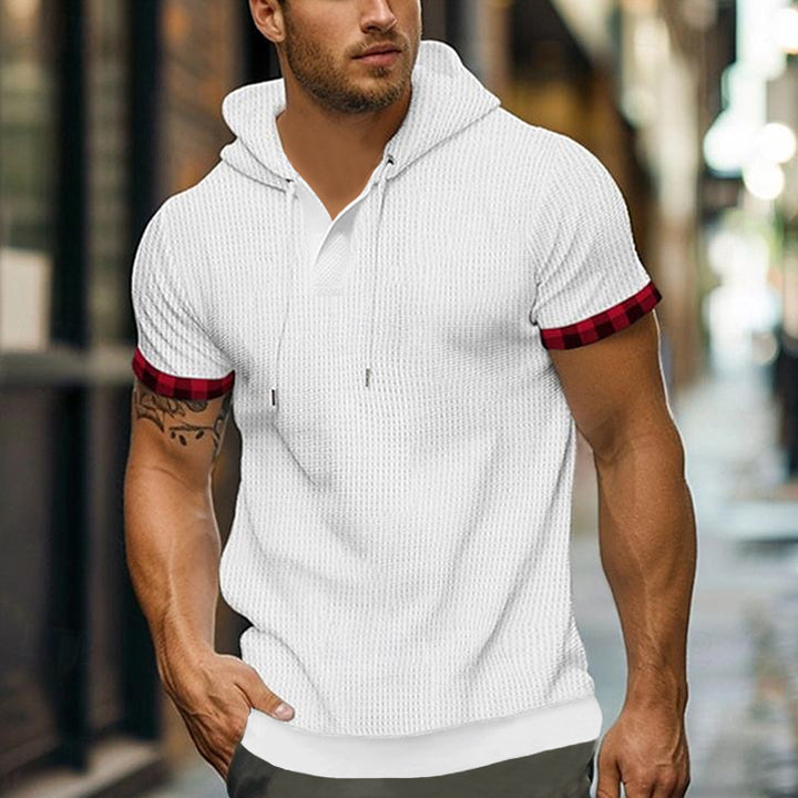 Herren modernes Kapuzenshirt mit strukturiertem Design und kontrastierenden Ärmeln Echoarchiv