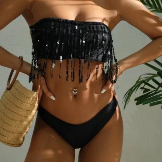Damen Bandeau-Bikini mit glitzernden Quasten Echo Archiv