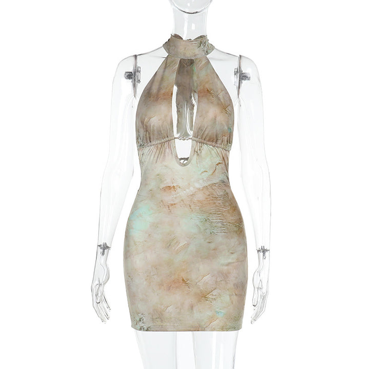 Damen Halterkleid mit tiefem V-Ausschnitt und transparenten Details Echo Archiv