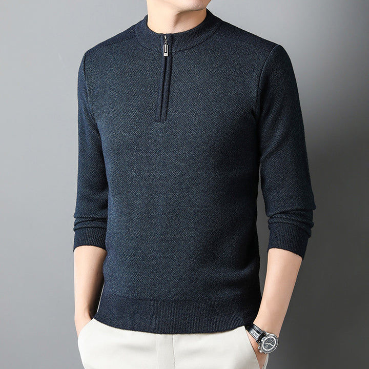 Herren Pullover mit halbem Reißverschluss und strukturiertem Design Echoarchiv