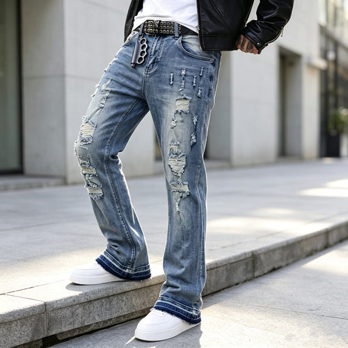 Herren Ripped Slim-Fit Jeans mit modischen Details Echoarchiv