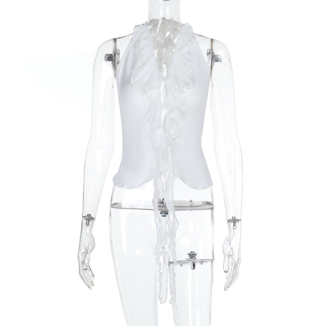 Damen Elegantes Rüschenoberteil mit tiefem V-Ausschnitt – Élovi
