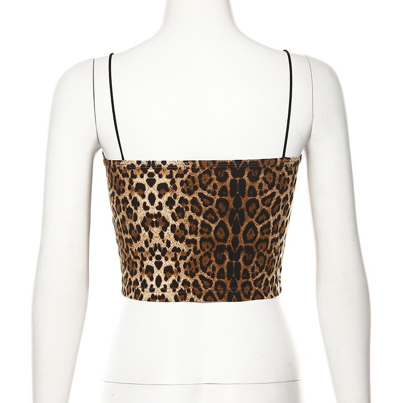 Damen Crop-Top mit tierischem Muster und verstellbaren Trägern Echo Archiv
