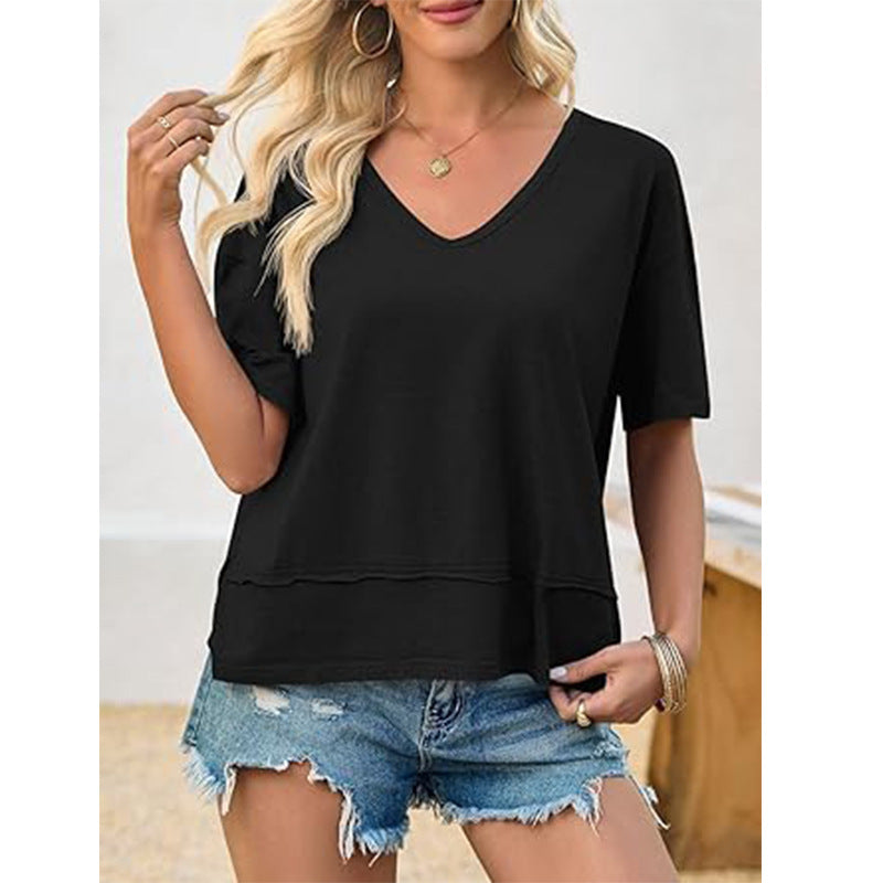 Damen lässiges V-Ausschnitt Oversized T-Shirt Echoarchiv
