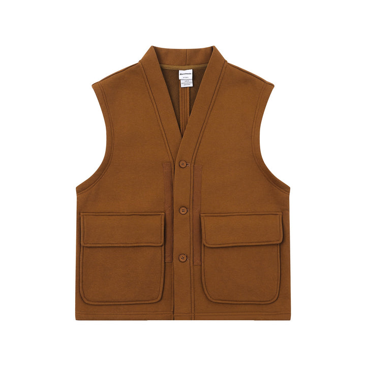 Unisex Utility‑Weste mit V-Ausschnitt, großformatigen Klappentaschen und Knopfleiste Echoarchiv