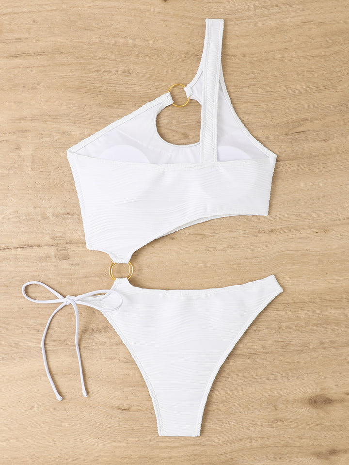 Damen Einteiler Badeanzug mit asymmetrischem Cut-Out und goldenen Akzenten Echo Archiv