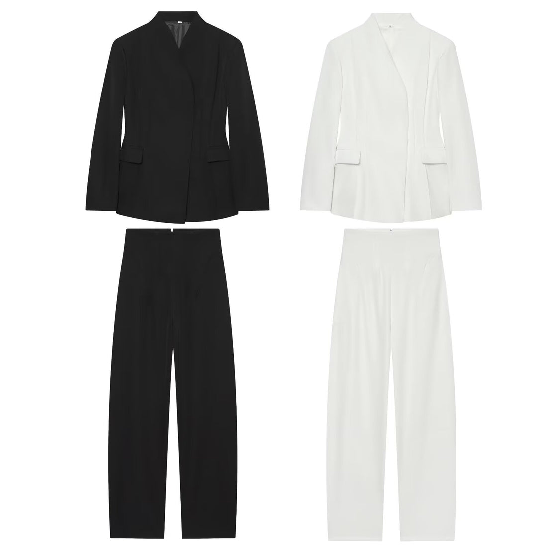 Damen Elegantes zweiteiliges Anzugset mit kastenlosem Blazer und High‑Waist Weitbein‑Hose Echo Archiv