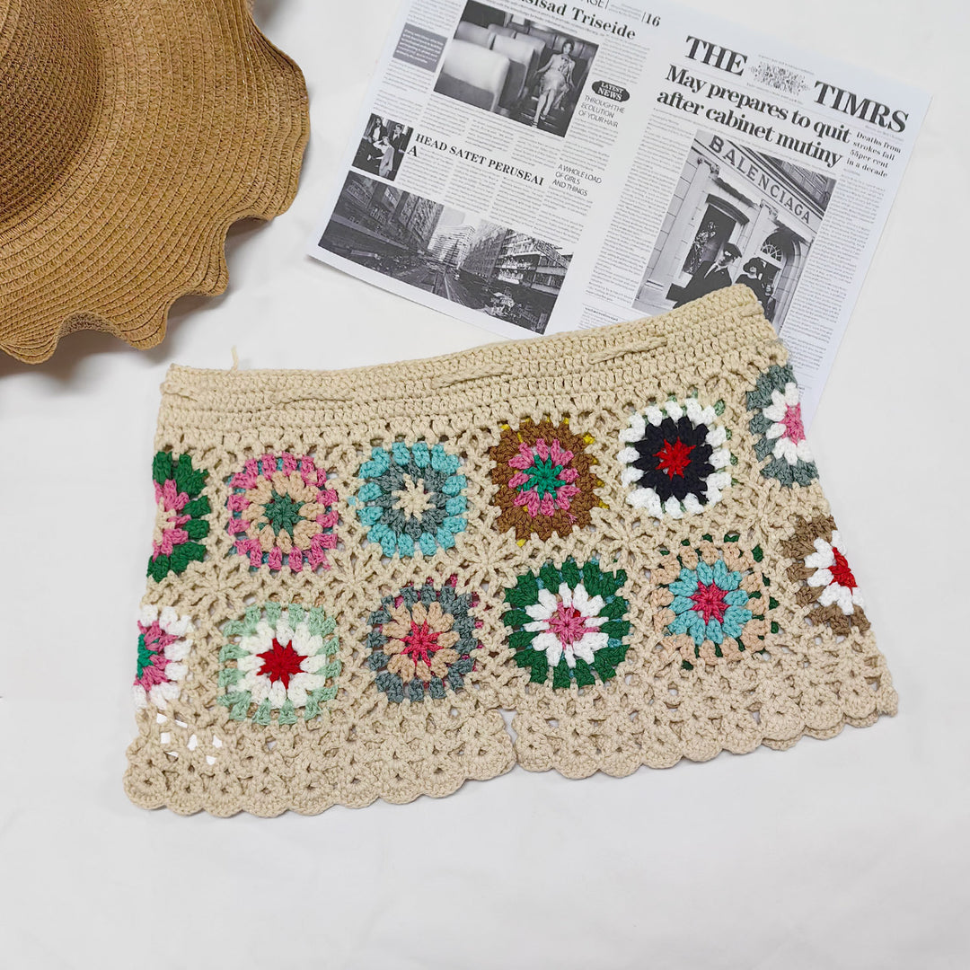 Damen Häkelshorts mit buntem Granny-Quadrat-Muster Echo Archiv