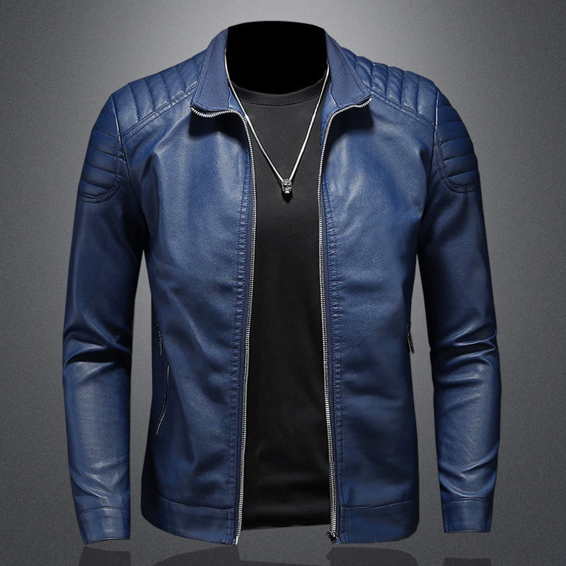 Herren Schlanker Lederimitat‑Blouson mit Stehkragen und gesteppter Schulterpartie Echo Archiv
