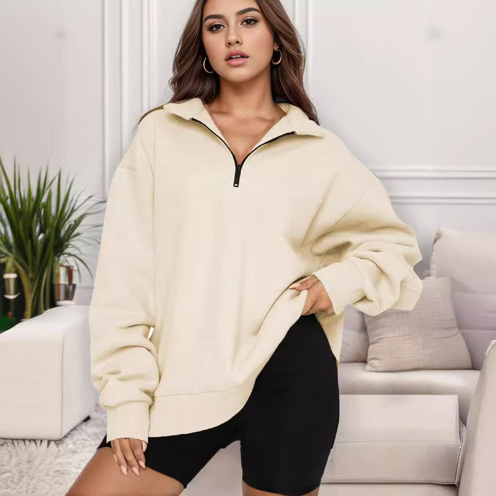Damen nan übergroßes Sweatshirt mit Halbreißverschluss und Stehkragen Echo Archiv
