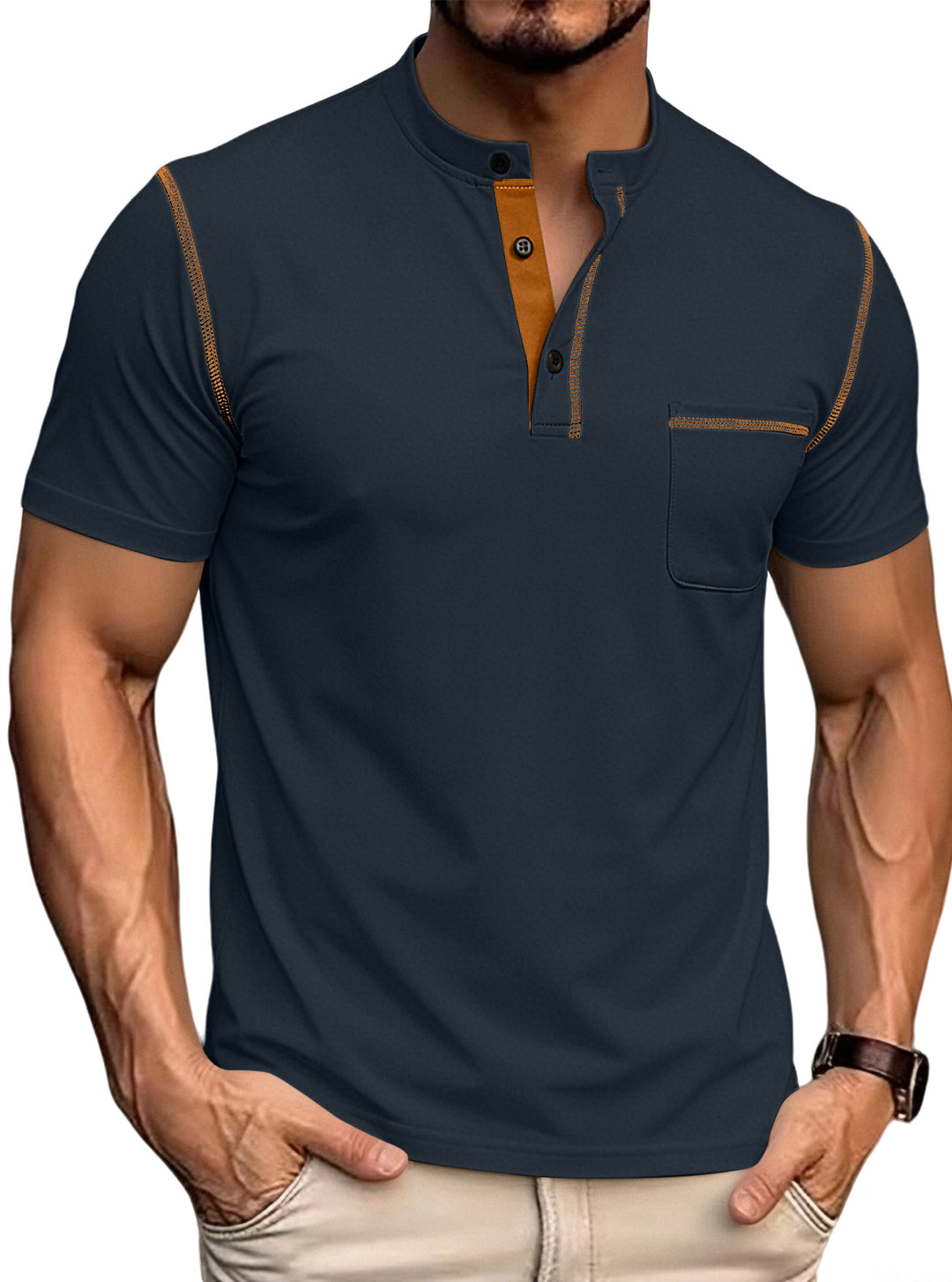 Herren Polo-Shirt mit gestreiftem Kragen Echoarchiv