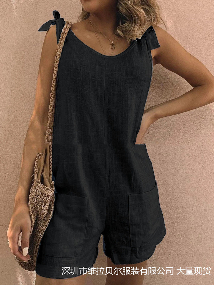 Damen Jumpsuit mit praktischen Taschen und verspielten Schulterbändern Echoarchiv