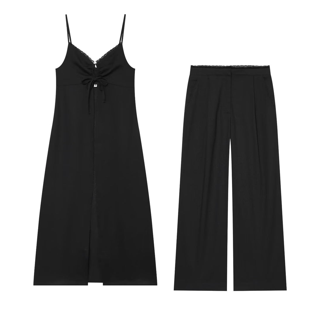 Damen Weite Palazzo‑Hose mit elastischem Spitzenbund und eleganter Bügelfalte Echo Archiv