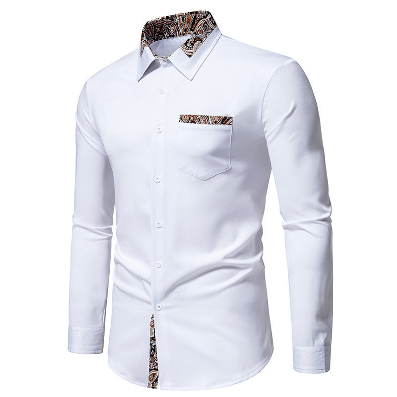 Herren klassisches Langarmhemd mit modernem Paisley-Muster Echoarchiv