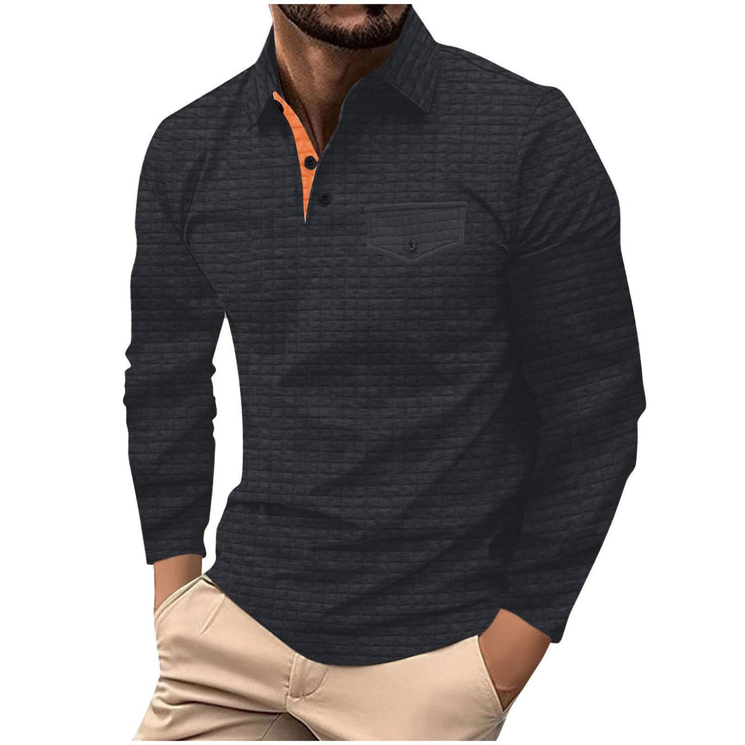 Herren Langarmshirt mit strukturiertem Design und praktischer Brusttasche Echoarchiv