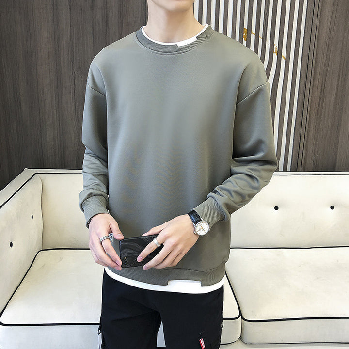 Herren lässiger Sweatshirt mit kontrastierendem Saum Echoarchiv