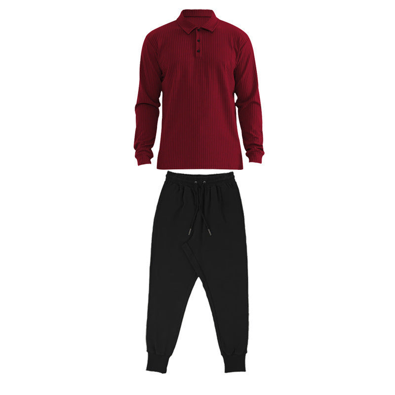 Herren Sportliches Langarm-Polo und Jogginghose Set Echoarchiv