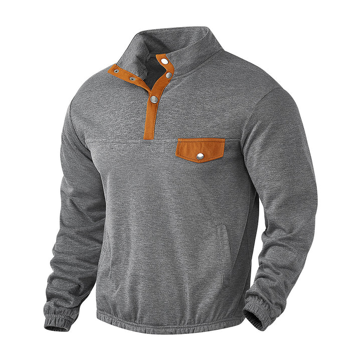 Herren [modischer Fleece-Pullover mit Stehkragen und praktischem Knopfverschluss] Echoarchiv