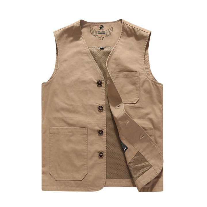 Herren Canvas-Utilityweste mit Netzfutter und Mehrfachtaschen – Marzano