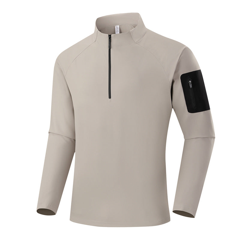 Herren Atmungsaktives Funktions-Langarmshirt mit Stehkragen, 1/4-Reißverschluss und Ärmel-Utility-Tasche Echo Archiv