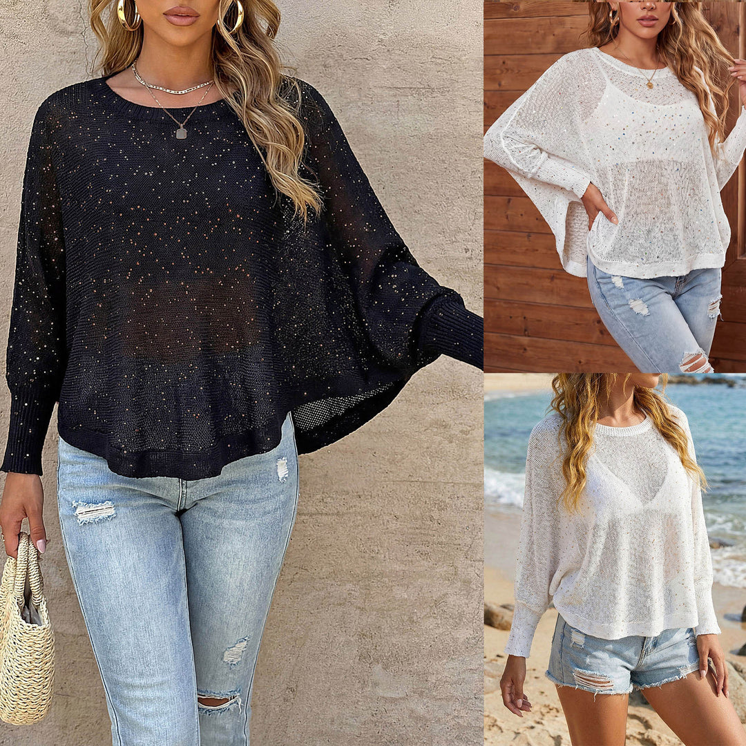 Damen luftiger Strandpullover mit funkelndem Glitzer Echo Archiv