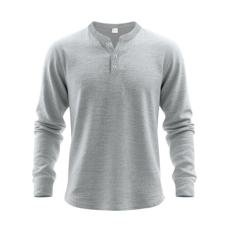 Herren Langarm-Henley-Shirt aus weichem Baumwollmix Echoarchiv