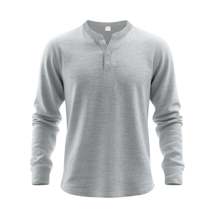 Herren Langarm-Henley-Shirt aus weichem Baumwollmix Echoarchiv