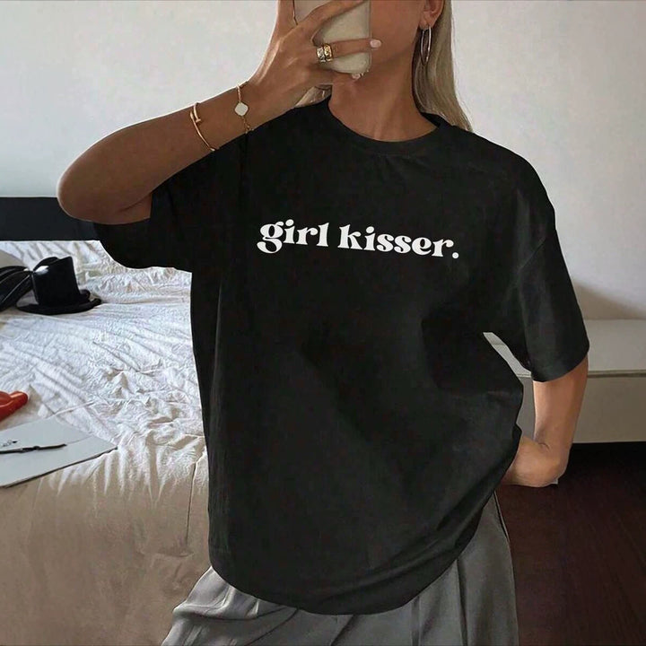 Damen Oversized T-Shirt mit kreativem Schriftzug Echo Archiv